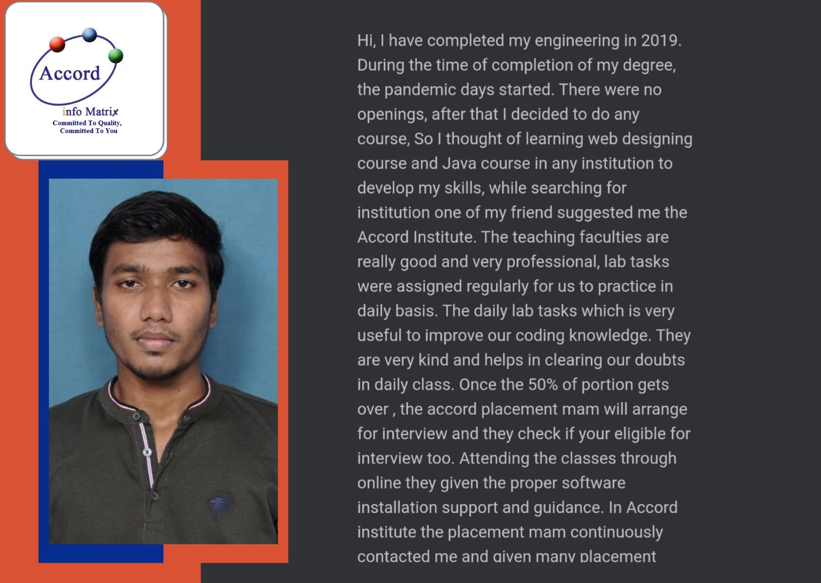 JAVA Student Testimonial